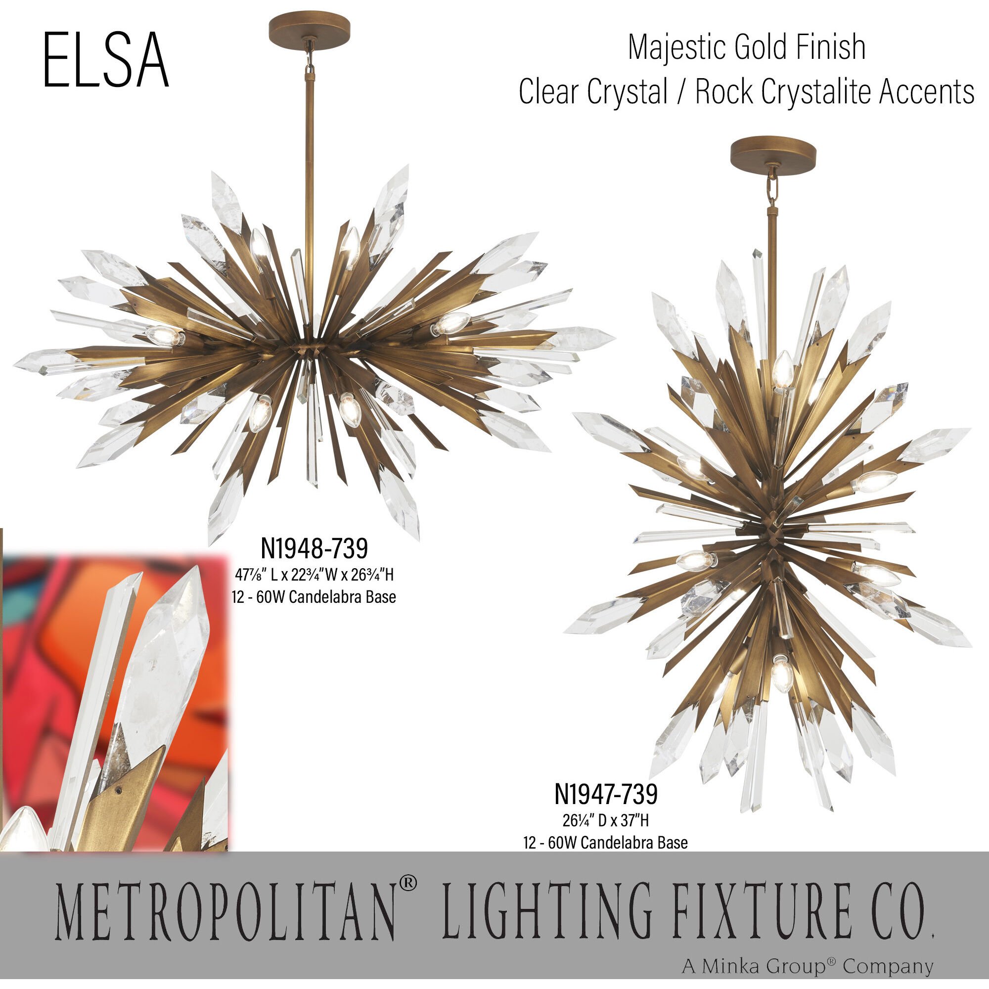 Elsa Painted Gold Pendant Ceiling Light